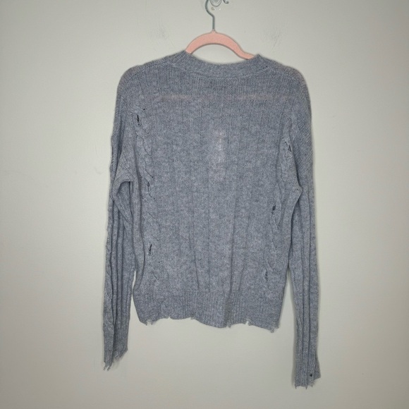 NWT Aqua Bloomimgdale's Cashmere Distressed Cable Crewneck Cashmere Sweater XS - Picture 5 of 6